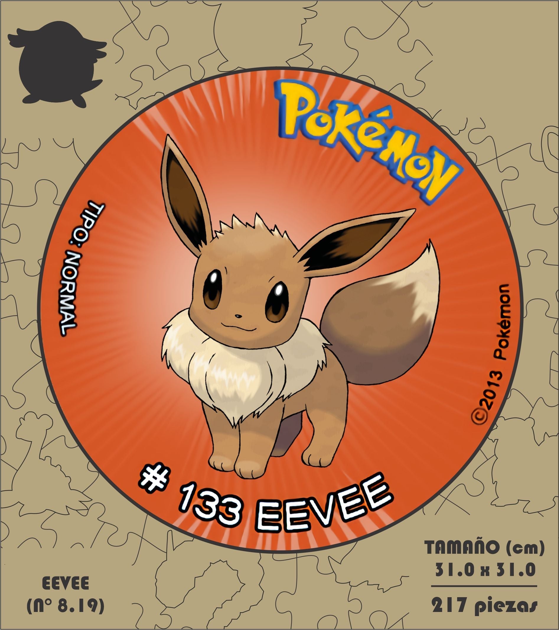 Rompecabezas Pers.Evee de 217 Piezas C:8.133 Puzzles Peru - Animes / Pokemon / 217 - ROMPECABEZAS